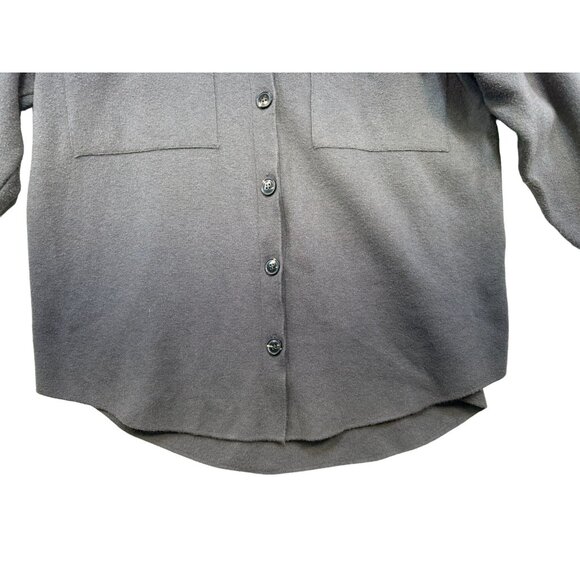 Zara Womens Button-Up Oversized Knit Shirt Jacket M Gray Made In Turkey Heavy - Picture 3 of 12